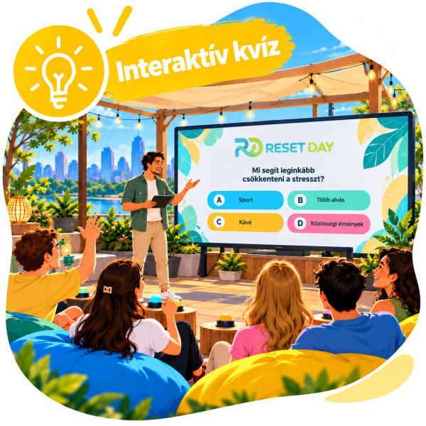 Reset Day – wellbeing nap: wellbeing, wellbeing nap, jóllét, testi-lelki feltöltődés, mentális egészség, stresszkezelés, relaxáció, kikapcsolódás, feltöltődés, mindfulness, tudatosság, egészséges életmód, mozgás, jóga, meditáció, mentális feltöltődés, munkahelyi wellbeing, work-life balance, egészségmegőrzés, közösségi program, wellbeing program.